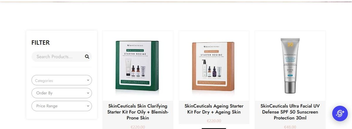 The SkinCeuticals skincare shop on the Araya Beauty website